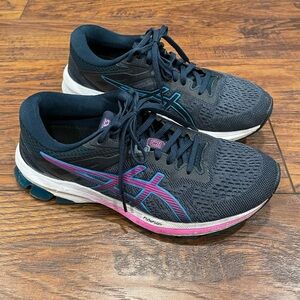 Asics Blue and Pink Athletic Shoes Breathable Mesh Design